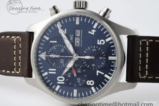 MIROTIME 0520 Pilot Chrono SS AZF 1:1 Best Edition Blue Dial on Brown Leather Strap A TimelessDesign 7060